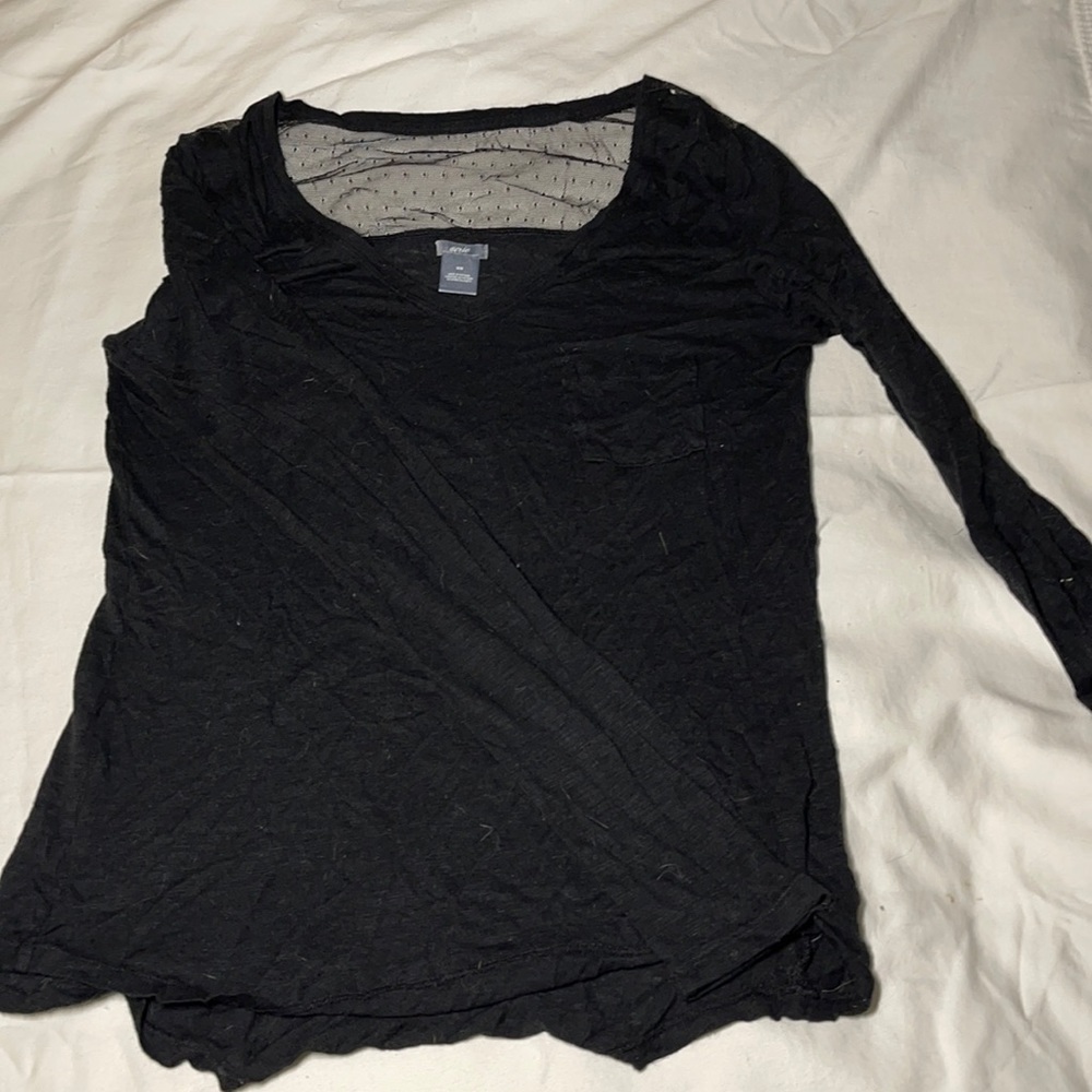 Aerie black long sleeve top with lace (medium)
